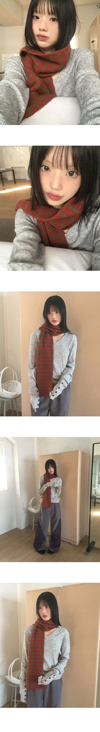 Cokin Vintage Stripe Knitwear Scarf