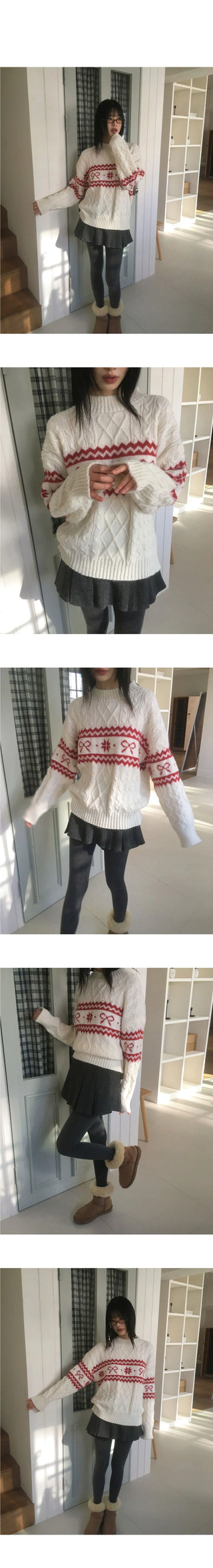 Sobi Snowflake Ribbon Twisted Knitwear
