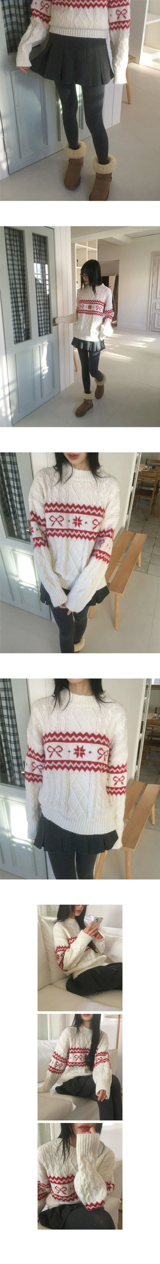 Sobi Snowflake Ribbon Twisted Knitwear