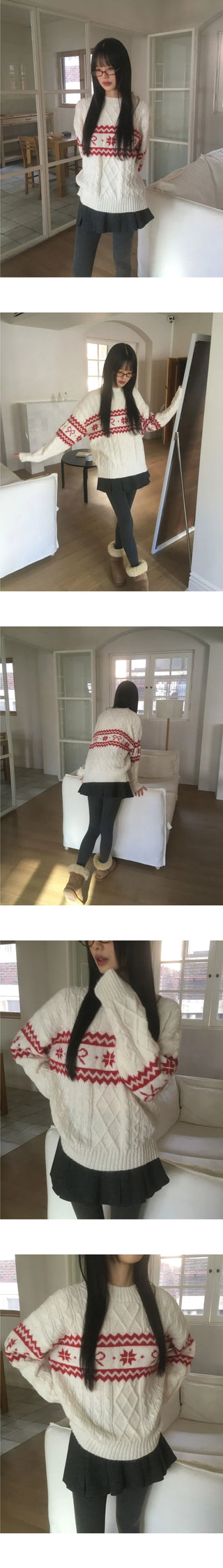 Sobi Snowflake Ribbon Twisted Knitwear