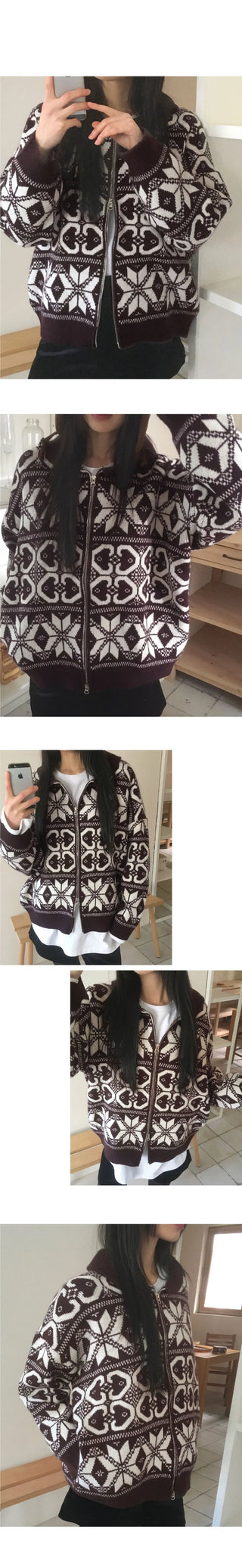 Kumu Nordic Round Collar Two Way Knitwear Zip-up