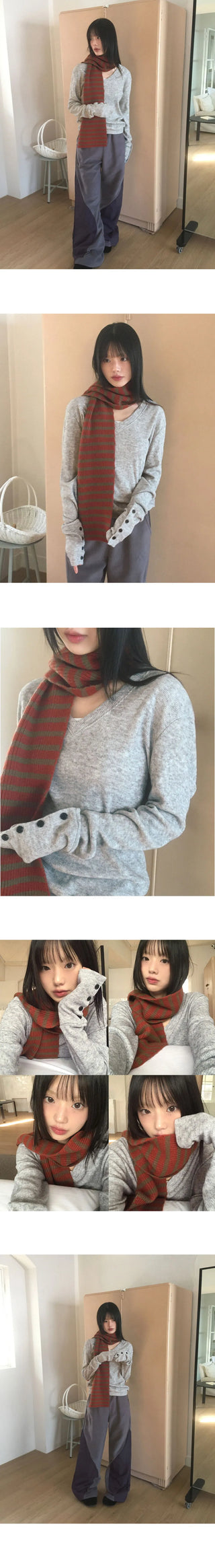 Funb Button V-Neck Wool Knitwear