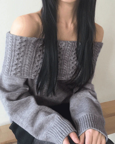 Wake up Twisted off shoulder knitwear set