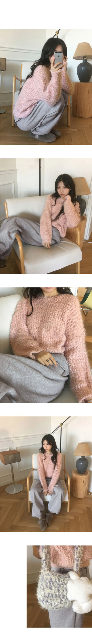 Ramit Snowflake Pine Needle Bodle Angora Round Knitwear