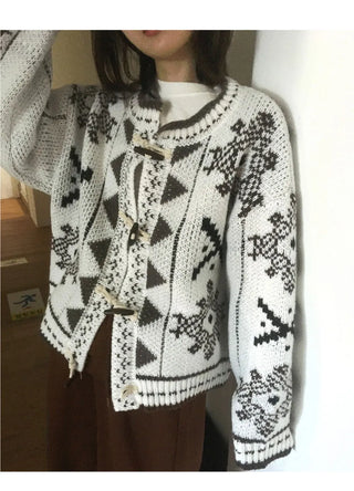 Enin Nordic Tteokbokki Button Short Knitwear Cardigan