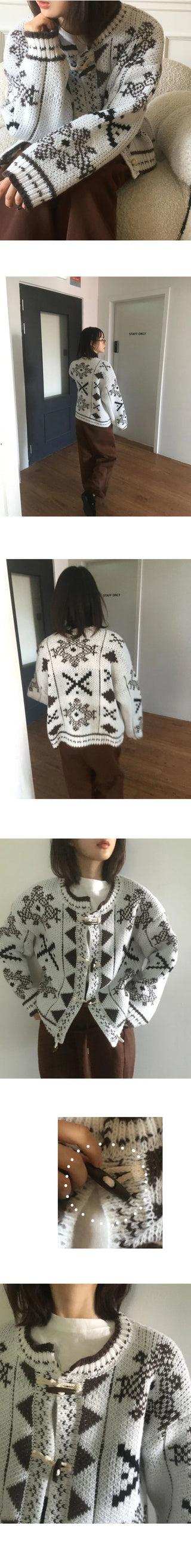 Enin Nordic Tteokbokki Button Short Knitwear Cardigan