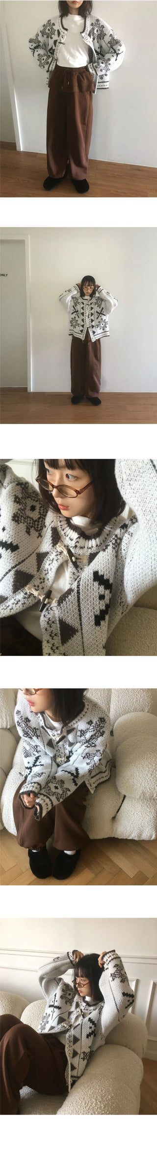 Enin Nordic Tteokbokki Button Short Knitwear Cardigan
