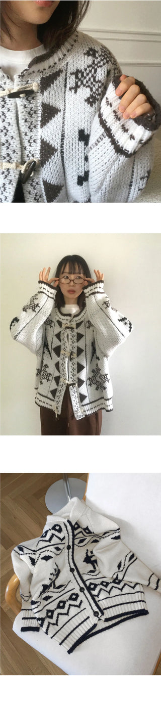 Enin Nordic Tteokbokki Button Short Knitwear Cardigan