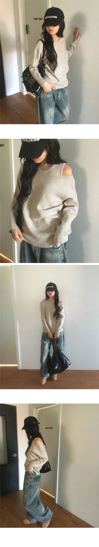Sotel Sleeveless Layered Off-Shoulder Knitwear Set