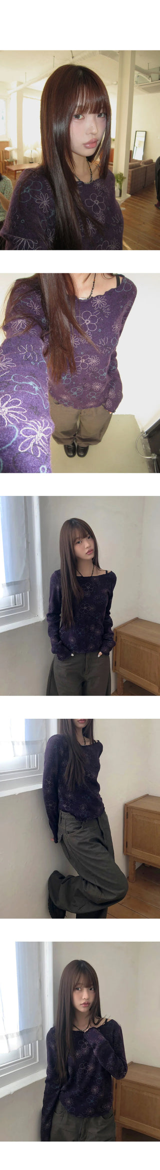 Bohin Flower Frill Slim T-shirt