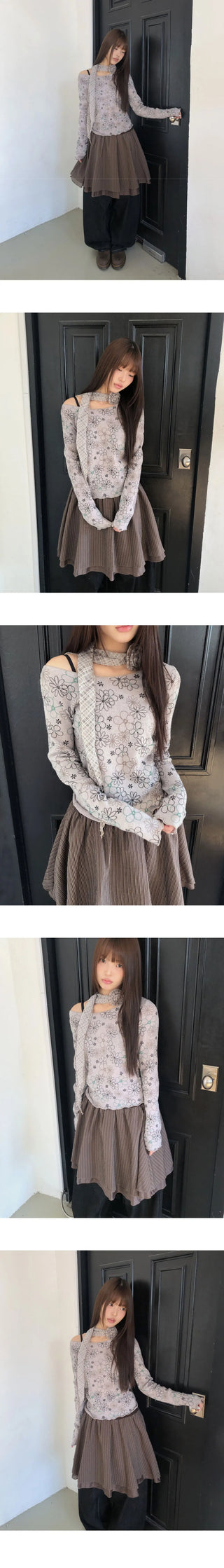 Bohin Flower Frill Slim T-shirt