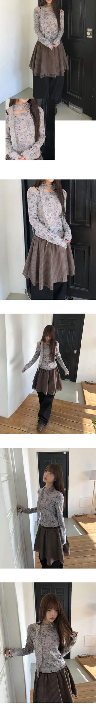 Bohin Flower Frill Slim T-shirt