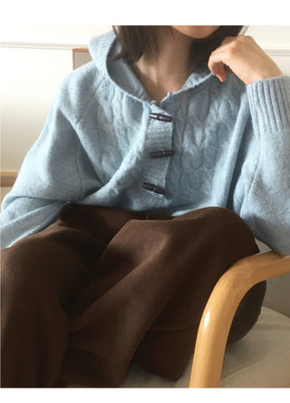 Corwin Wood Toggle Tteokbokki Button Twisted Hood Knitwear