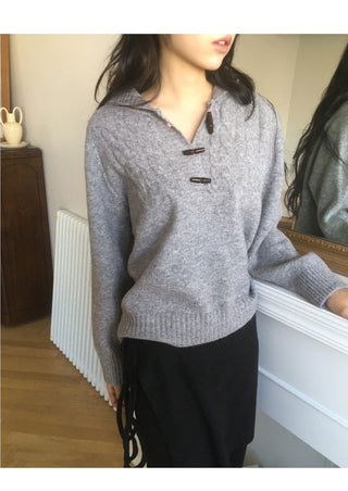 Corwin Wood Toggle Tteokbokki Button Twisted Hood Knitwear
