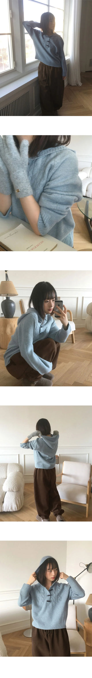 Corwin Wood Toggle Tteokbokki Button Twisted Hood Knitwear