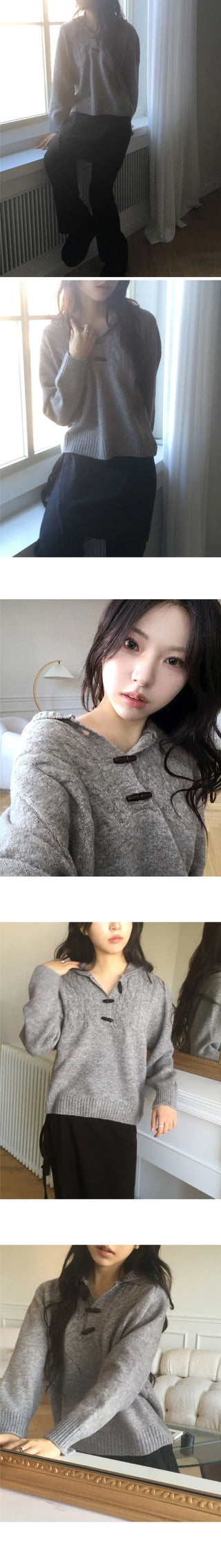 Corwin Wood Toggle Tteokbokki Button Twisted Hood Knitwear