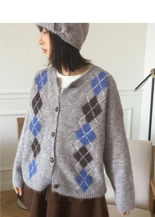 Necker Vintage Diamond Argyle Knitwear Cardigan