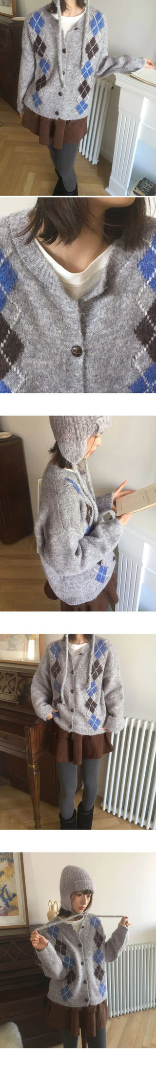 Necker Vintage Diamond Argyle Knitwear Cardigan