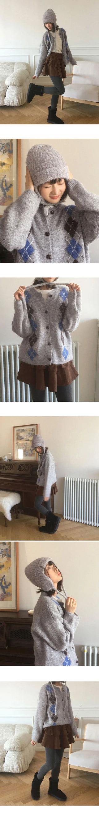Necker Vintage Diamond Argyle Knitwear Cardigan