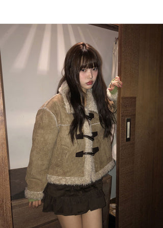 Semin Tteokbokki Poggle Fur Shearling Midi Jacket