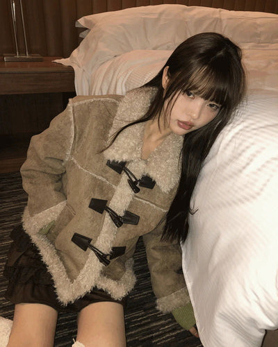 Semin Tteokbokki Poggle Fur Shearling Midi Jacket
