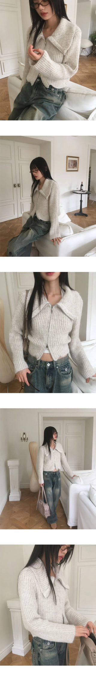 twoway knitwear zip-up sweater