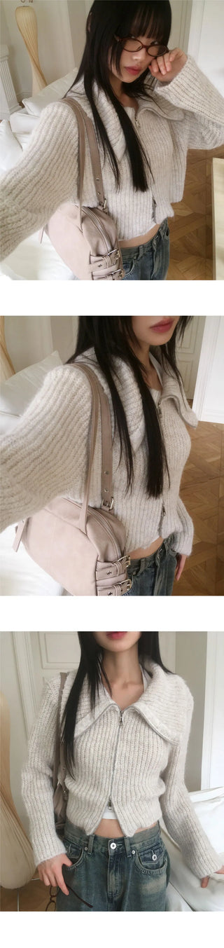 twoway knitwear zip-up sweater