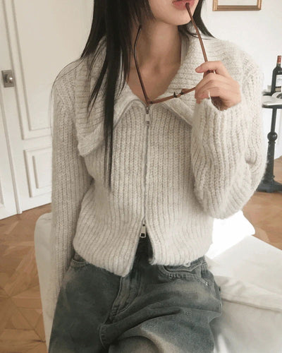 twoway knitwear zip-up sweater