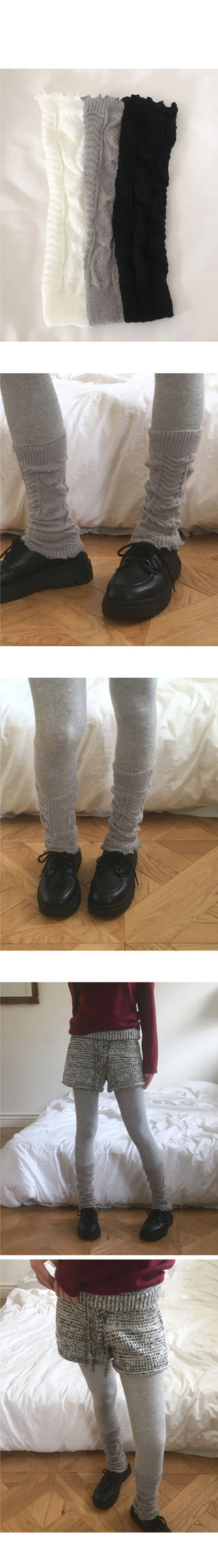 Newha Twisted Shirring Leg Warmer Socks