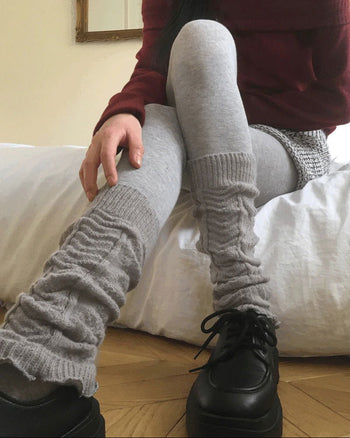 Newha Twisted Shirring Leg Warmer Socks