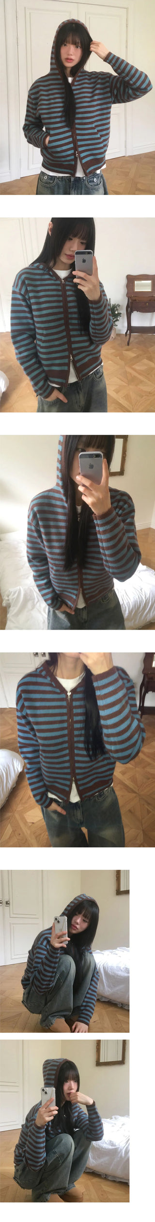 Anton Stripe Pocket Two Way Knitwear Zip-up