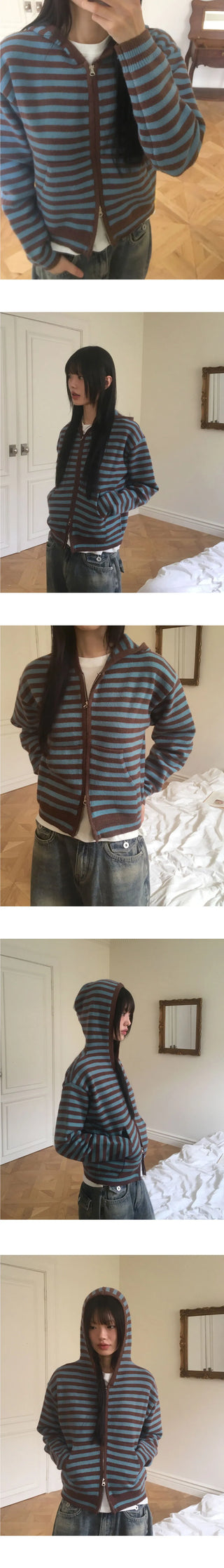 Anton Stripe Pocket Two Way Knitwear Zip-up
