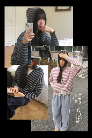 Anton Stripe Pocket Two Way Knitwear Zip-up