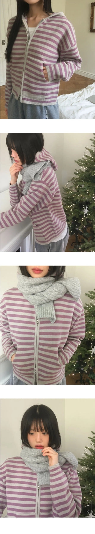 Anton Stripe Pocket Two Way Knitwear Zip-up