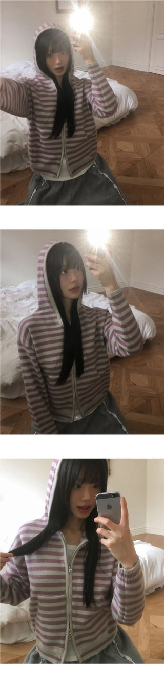 Anton Stripe Pocket Two Way Knitwear Zip-up