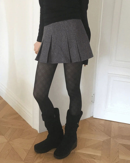 Gob Party Wool Pleated Mini Skirt