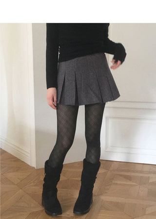 Gob Party Wool Pleated Mini Skirt