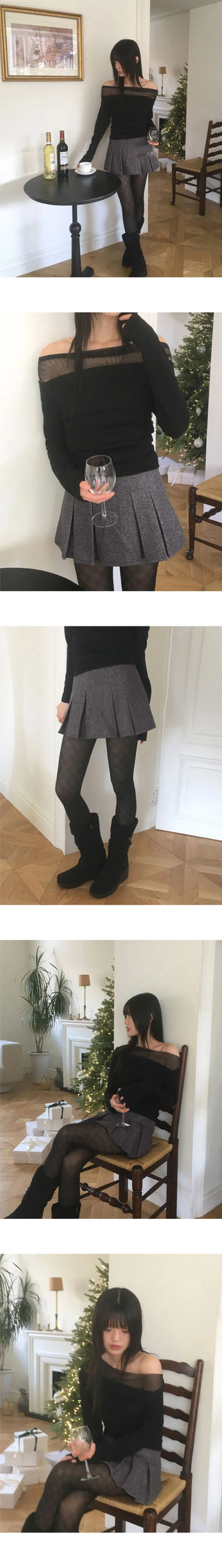Gob Party Wool Pleated Mini Skirt