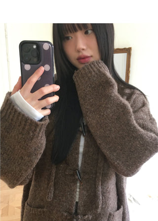 Hotts Tteokbokki Button Overfit Hooded Cardigan
