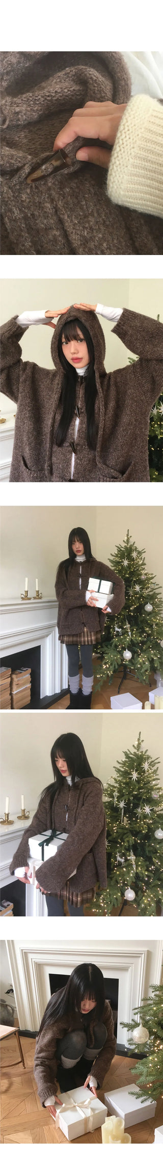 Hotts Tteokbokki Button Overfit Hooded Cardigan