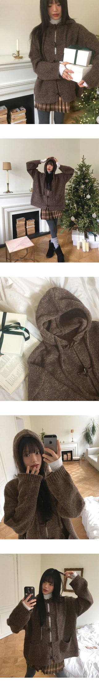 Hotts Tteokbokki Button Overfit Hooded Cardigan