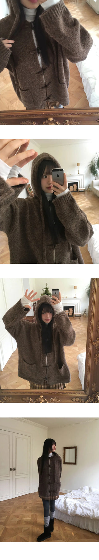 Hotts Tteokbokki Button Overfit Hooded Cardigan