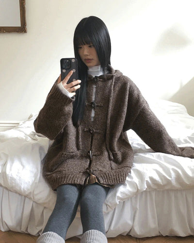 Hotts Tteokbokki Button Overfit Hooded Cardigan