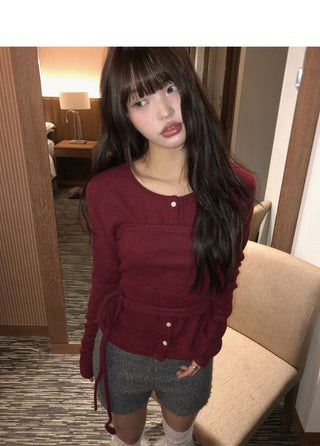 Deho Fleece-lined slim top cardigan