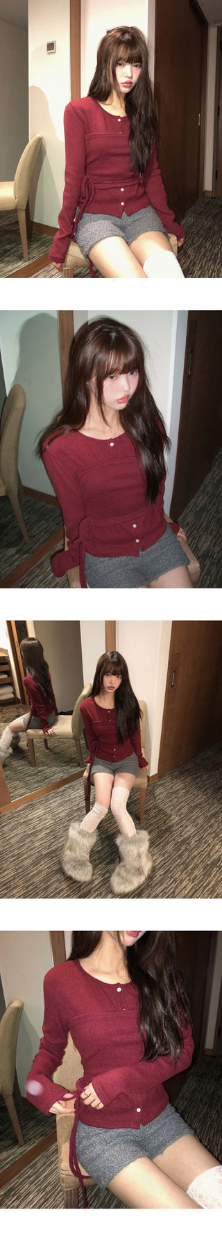 Deho Fleece-lined slim top cardigan