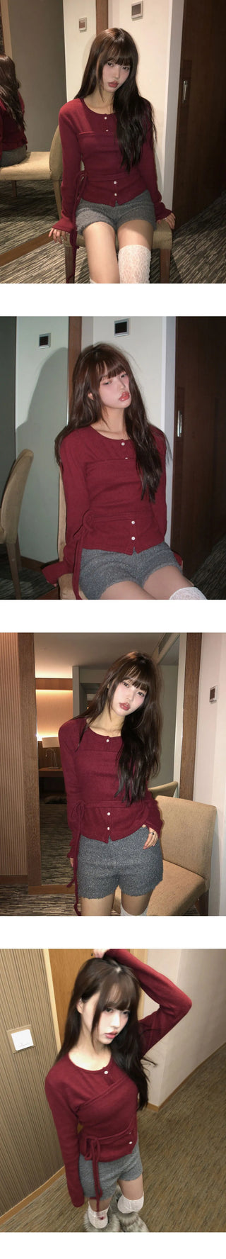 Deho Fleece-lined slim top cardigan