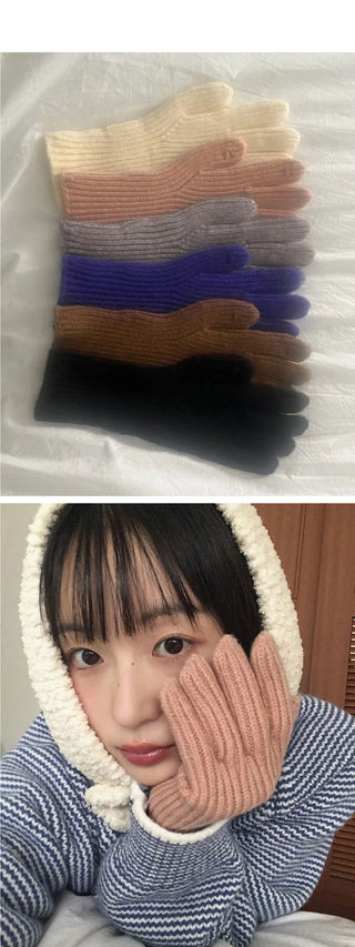 Polang Smartphone Touch Hole Ribbed Finger Gloves