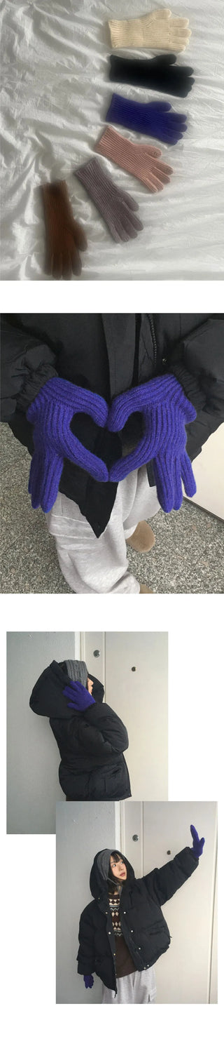 Polang Smartphone Touch Hole Ribbed Finger Gloves