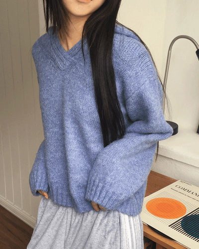 Hade Cozy V V-Neck A-Line Fit Hooded Knitwear