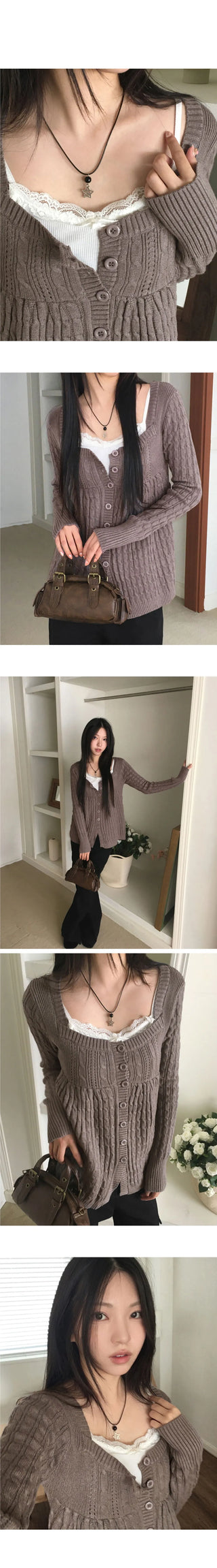Holden Twisted Square Neck Button Knitwear Cardigan